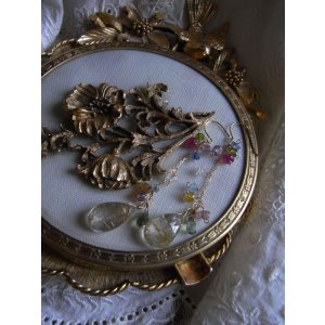 画像: K18ルチルクォーツペアシェイプ フックピアス[18p1]