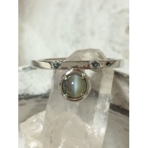 画像: Pt900 アレキサンドライト　キャッツアイ　ラウンドカボションカット0.48ct　リング12号 [pt900r1] 